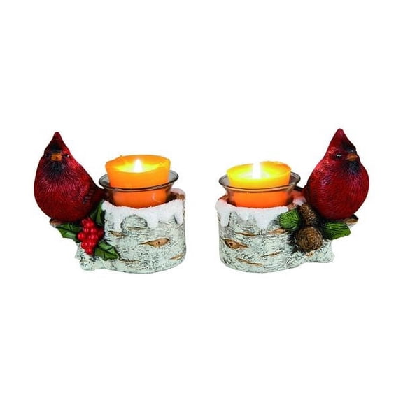 Transpac Cardinal Candle Holder Set of 2 #Y1792