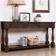 thumbnail image 3 of JERFIT 63" Mid-Century Modern Console Table with 3 Drawers & Shelf, Solid Pine Wood Sofa Table for Entryway, Hallway & Living Room, Espresso Finish, 3 of 7