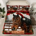 thumbnail image 2 of Homewish Farmhouse Horse Full Size Sheets 4-Piece for Female Men Teens,Merry Christmas Xmas Breathable Bed Sheets,Geometric Plaid Lightweight Sheet Sets,Super Cozy Room Decor, 2 of 7