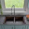 thumbnail image 2 of ALFI brand AB3420DI-C Chocolate 34" Drop-In Double Bowl Granite Composite Kitchen Sink, 2 of 9