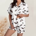 thumbnail image 2 of Bibifish Womens Pajama Set Summer Sausage Dog Print Satin Short Sleeve Top And Shorts 2 Piece Pjs Comfort Nightwear, 2 of 5