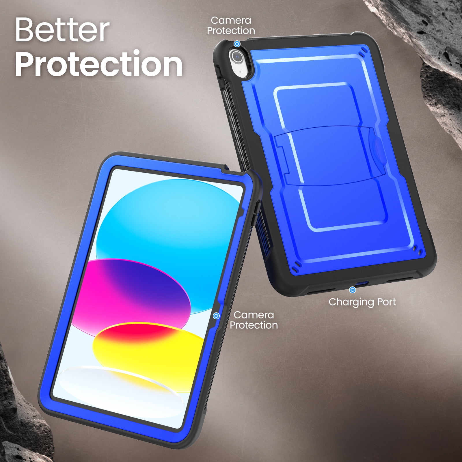Allytechgroup Case for Apple iPad (A16) 11th Generation 11 inch 2025 Model with Pencil Holder/Kickstand Hard PC + Soft TPE Bumper Rugged Slim Stand Shockproof Shell Heavy Duty Protection Cover, Blue