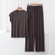 thumbnail image 2 of Conjunto de pijama holgado para mujer: camiseta de manga corta y pantalones con cordón, poliéster y spandex, para todas las estaciones, tallas M-XXL., 2 of 7