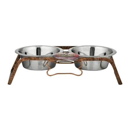 Black Label Collection - Loving Pets Black Label Collection Double Diner Rustic Bone Quart, 1.0 CT