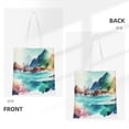 thumbnail image 3 of YFYANG Reusable Cotton Canvas Tote Shopping Bag, Watercolor Mountain Pattern Washable Portable Grocery Bag for Daily Travel, 3 of 8