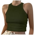 thumbnail image 1 of Camiseta sin mangas lisa para mujer - Blusa corta, cuello redondo - Poliéster, tallas S-XXL, 1 of 5
