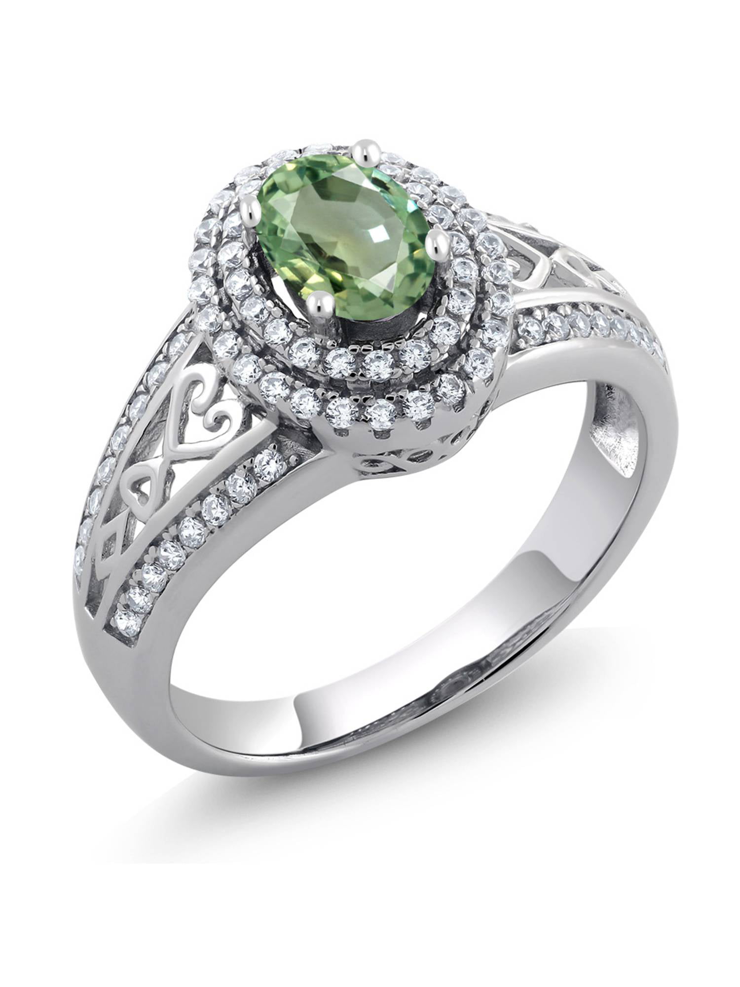 кольцо с зеленым сапфиром