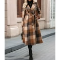 thumbnail image 4 of Female Long Wool Coats Fall Winter Double Breasted Trench Coat Peacoat Grid S, 4 of 10
