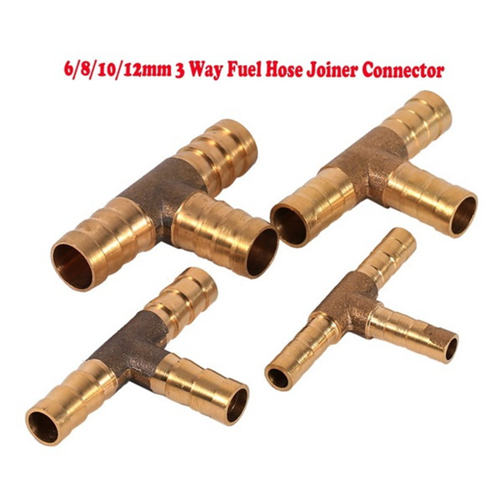 Brass T Piece 3 Way Joiner Barbed Connector Fuel Water Pipe 6mm,8mm.T joiner