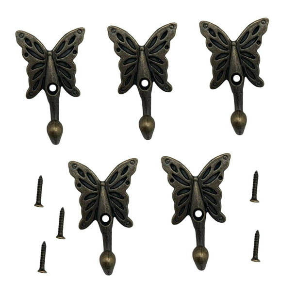 5 piezas de colgilla de pared ganchos de toalla resistente de servicio resistente salas de pelaje de mariposa regalos adornos de almacenamiento de