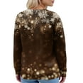 thumbnail image 4 of Women's Fashion Long Sleeve Christmas Snowman Snowflake Print Jacket Cardigan for Holiday Party and Casual Daily Wear,Coffee,XL, 4 of 5