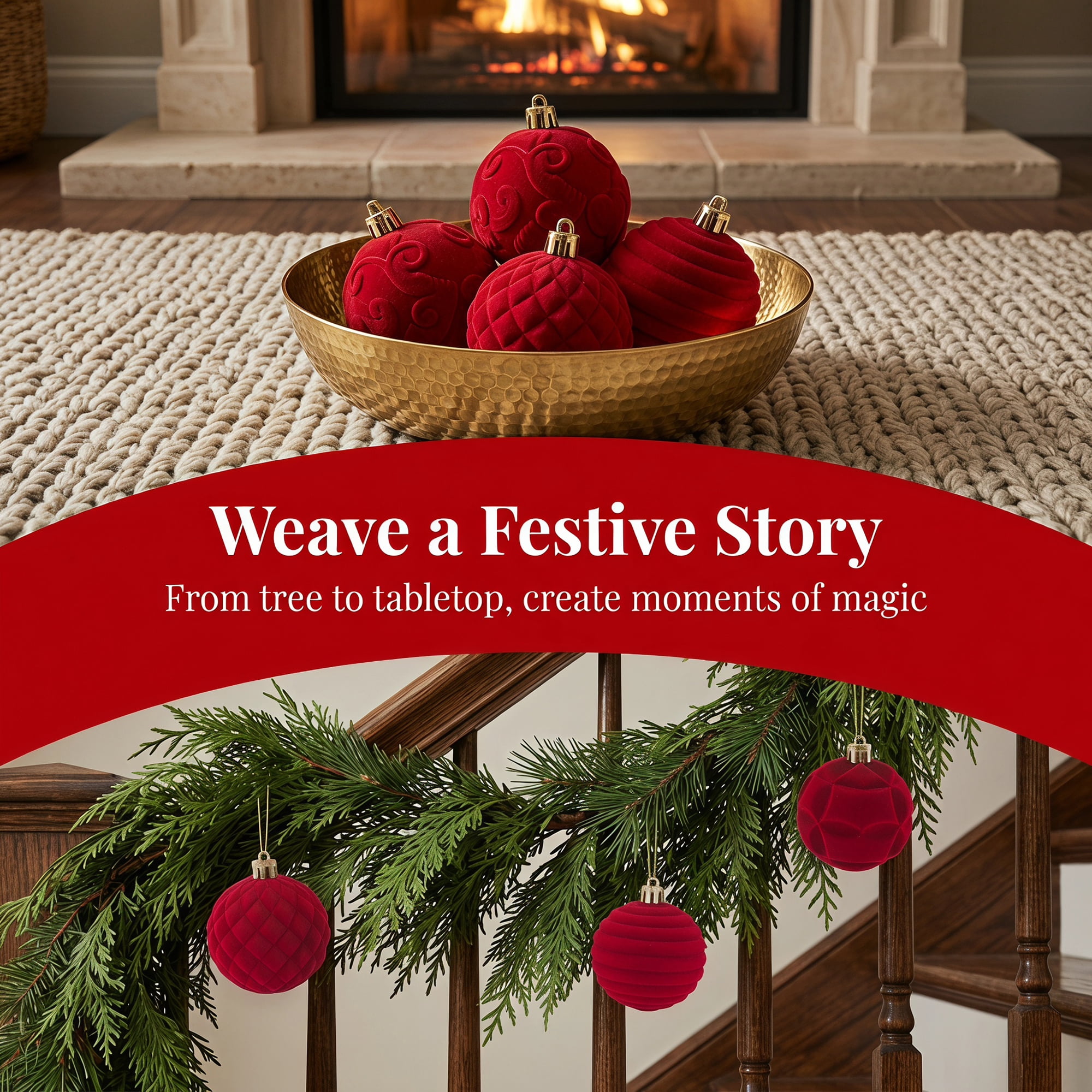 Unique Bargains Velvet Christmas 12 Pack Flocked Sphere Orbs Luxury Ornaments Red 2.4"