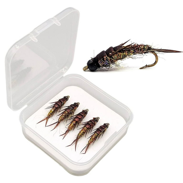 Lierteer 5pcs Fly Fishing Hook Nymph Stonefly Lure Fly Bait for Trout Bass Grayling, Size: 5XL