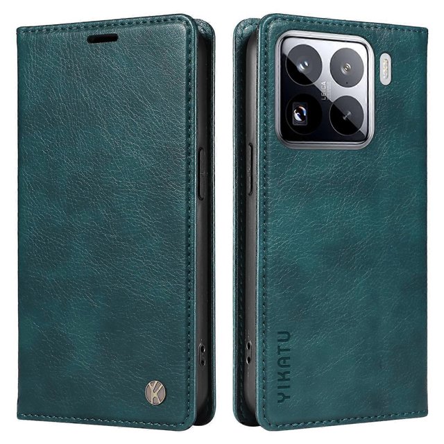 KAIYANG YIKATU YK-006 Funda para Xiaomi 15 Pro con cierre magnético, de piel sintética, textura de lichi, color verde, azul y multicolor
