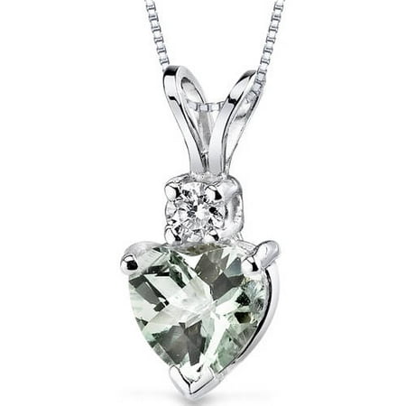 Oravo 0.75 Carat T.G.W. Heart-Cut Green Amethyst and Diamond Accent 14kt White Gold Pendant, 18