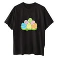 thumbnail image 6 of Wycnly Womens Summer Tops Short Sleeve Round Neck Easter Eggs Print Easter Shirts Breathable Ladies Oversized Pullover Tee Blouse Black XXL, 6 of 6
