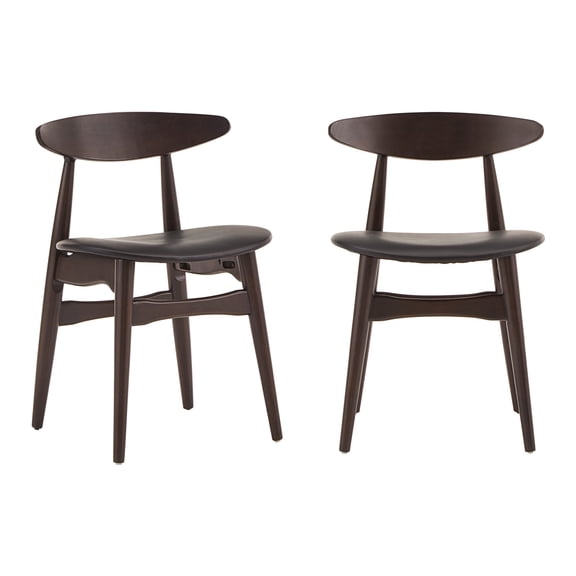 iNSPIRE Q Arne Mid-Century Modern Black Finish Pvc Side Chair, Black Matte (Set of 2)