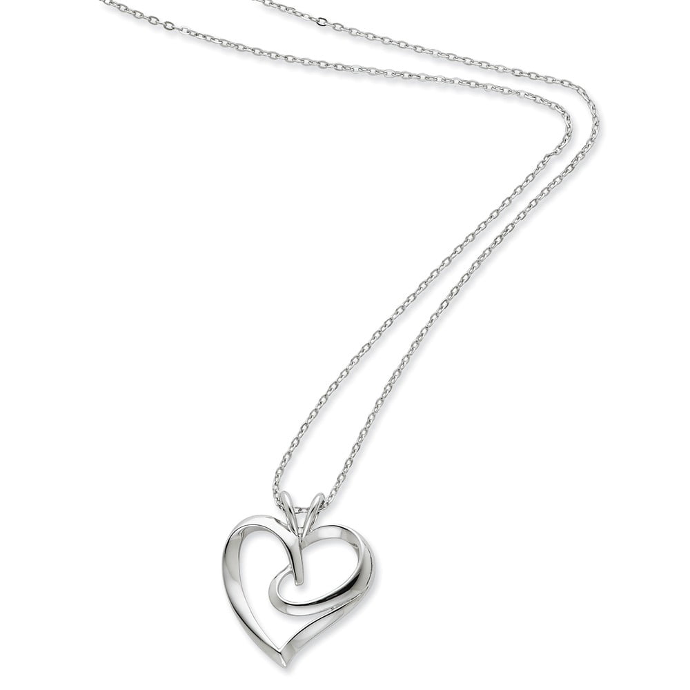 Sterling Silver The Hugging Heart 18in Necklace Sterling Silver 18 in Length 