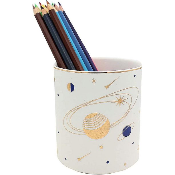 Liangnv Portalápices Starry Sky, contenedor para bolígrafos, organizador de escritorio de cerámica duradero, soporte para brochas de maquillaje, regalo ideal para oficina, aula