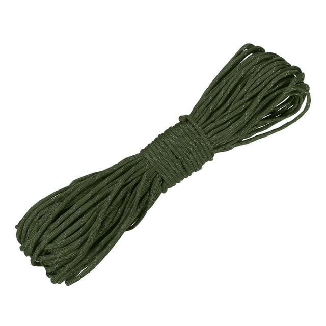 Uxcell Corde Paracorde Réfléchissante, Corde Paracorde Fluorescente pour Camping Randonnée Pêche Vert Olive 98 Pieds