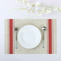 Uxcell Heat Resistant Red Stripe Tables Mats Placemats Beige 4Pack