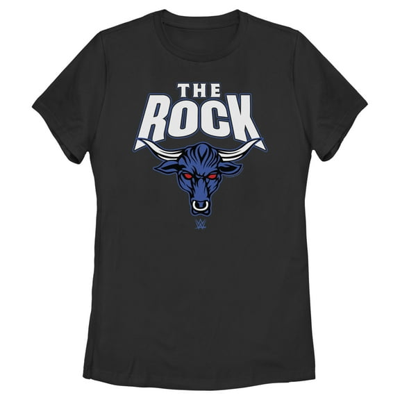 Women's WWE The Rock Bull Logo  Graphic Tee Black Small