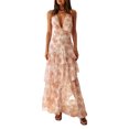 thumbnail image 1 of Mialoley Robe Longue à Fleurs pour Femmes Sans Manches Col en V Profond Ourlet à Volants Robe Printemps Été, 1 of 9