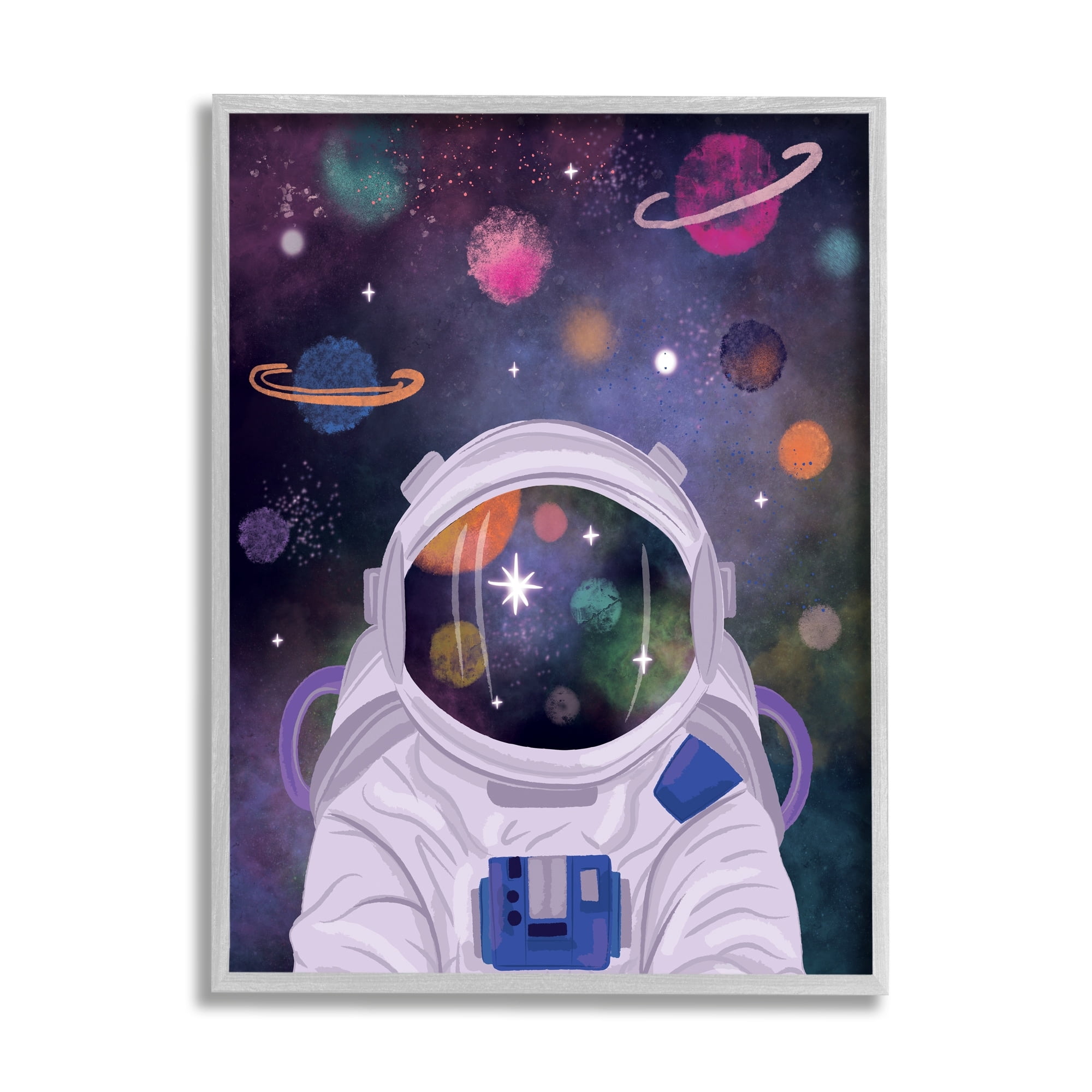 Stupell Industries Cosmic Universe Reflection Astronaut Helmet Galaxy Stars Framed Wall Art, 24 x 30, Design by Lisa Perry Whitebutton