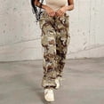 thumbnail image 5 of Prolriy Cargo Pants Women Pants for Women High Waist Stretch Cargo Pants Women Baggy Multiple Pockets Relaxed Fit Straight Wide Leg Pants Women's Pants Camouflage M, 5 of 7