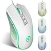 HXSJ X100 Wired Gaming Mouse Ergonomic Gaming Office Mouse 7-color Breathing Light Effect 4-gear Adjustable DPI White