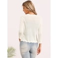thumbnail image 3 of DARING DIVA Women's Crochet Bolero Shrug 3/4 Sleeve Cropped Cardigans Top XS White, 3 of 6
