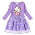 thumbnail image 3 of Hello Kitty primavera y otoño nuevas niñas vestido de algodón con estampado de dibujos animados lindo estrella Luna hilo neto manga larga vestido de princesa plisado, 3 of 5