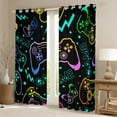 thumbnail image 2 of Erosebridal Black Gamepads Curtains for Living Room,Polka Dots 30%-50% Blackout Curtains Set of 2 (38x45),Video Game Curtains and Drapes (38x45),Gamer Room Decoration, 2 of 6