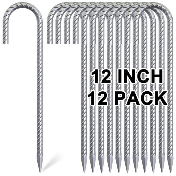Estacas para Tienda OK5STAR de Varilla de 30 cm Paquete de 12 Galvanizadas de Alta Resistencia