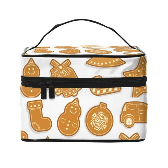 Yiaed Christmas Elements Print Makeup Bag Travel Cosmetic Bags for Women Girls Zipper Pouch Makeup Organizer