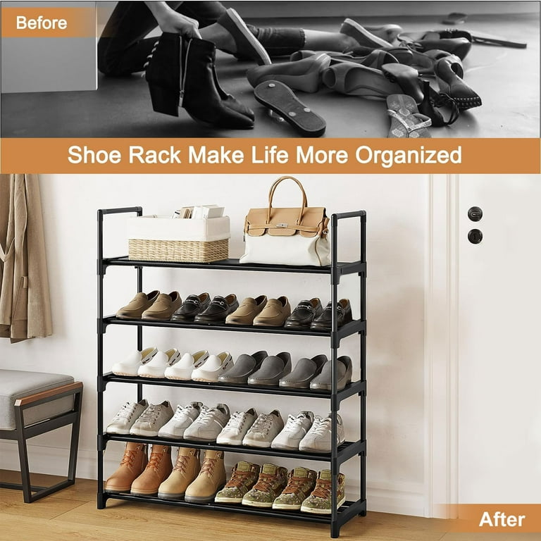 Shoe Organizer Shoe Rack for Small Spaces,5 Tier Plastic Vertical