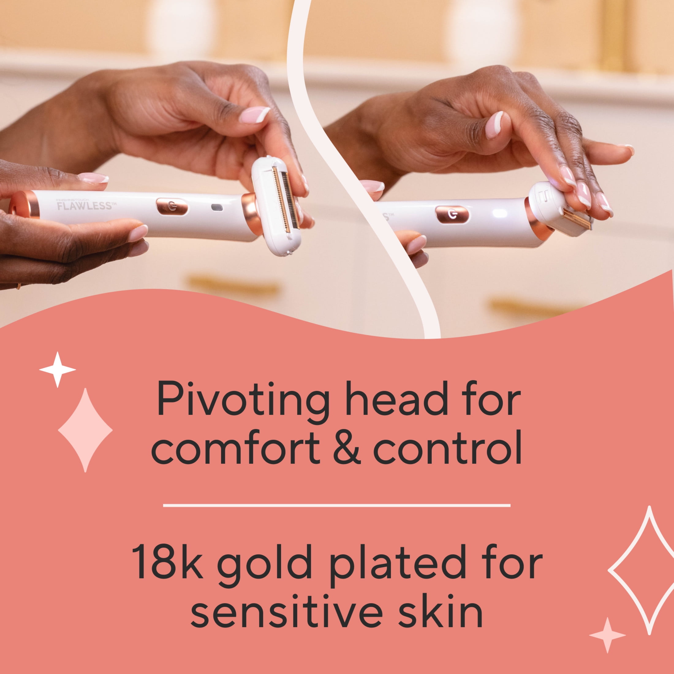 Finishing Touch Flawless Legs, Electric Razor for Women, Pivoting Head Leg Hair Remover with LED Light for Instant and Painless Leg Hair Removal
