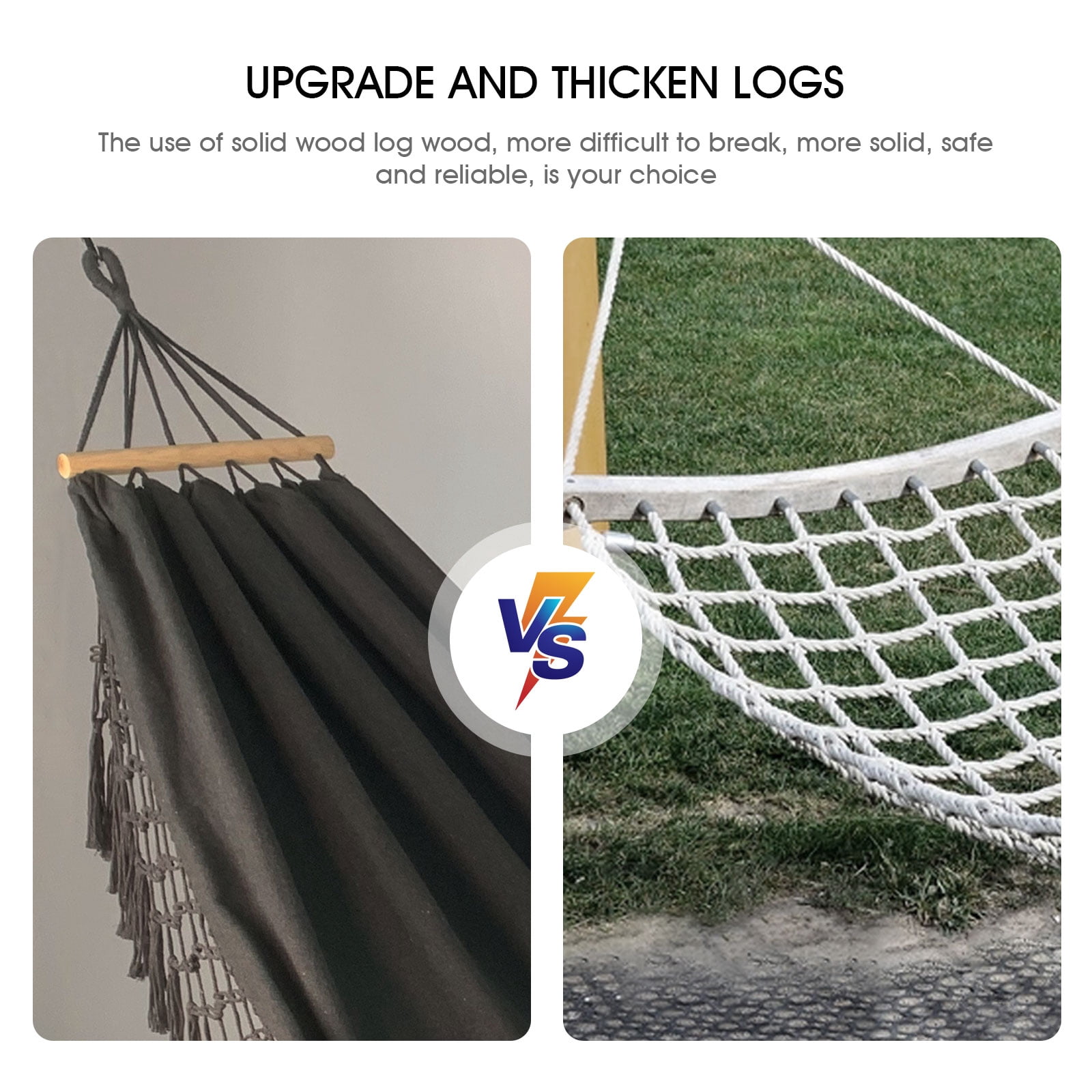 Portable Hammock Boho Tassel Nest Hammock Camping Double Hanging Swing Bed Suitable for Yard, Beach, Backyard, Garden (Dark Gray)