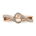 thumbnail image 4 of Solid 14k Rose Gold Morganite Diamond Halo Engagement Ring Size 5 (.32 cttw.), 4 of 5