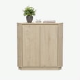 thumbnail image 5 of EYYTHUNG Corner Cabinet, Modern Handless Corner Floor Cabinet with 2 Doors and 2-Tier Shelves, Freestanding Narrow Organizer, Light Oak, 5 of 6