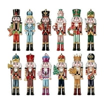 yotijay 12 Pieces Nutcracker Figurines, Wooden Nutcracker Statues ,Christmas Decor Table