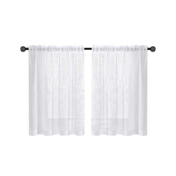 Bathroom Window Curtains Short 2-Piece Linen Yarn Set 25x30.71In, Vintage Semi-Transparent Partition Curtains for Kitchen, Door Curtains for Door Window Bedroom and Home Decor