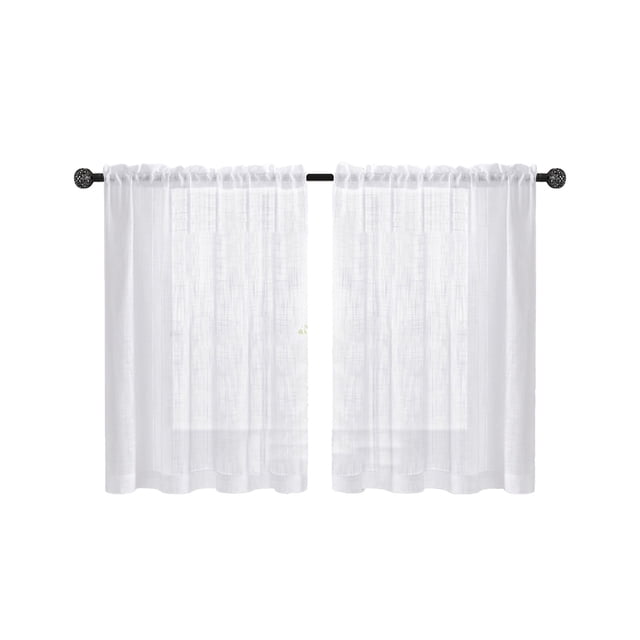Birdeem Semi-Sheer Room Divider Curtains, 2-Pack Linen Feel Window Treatment for Kitchen, Light Filtering Valance for Bathroom Bedroom, 25 x 31 Inches