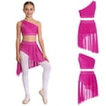 thumbnail image 2 of iiniim Girls Lyrical Dance Shiny Rhinestones Crop Top with Skirted Leotard 2-Piece Ballet Dance Outfits Hot Pink 10, 2 of 7