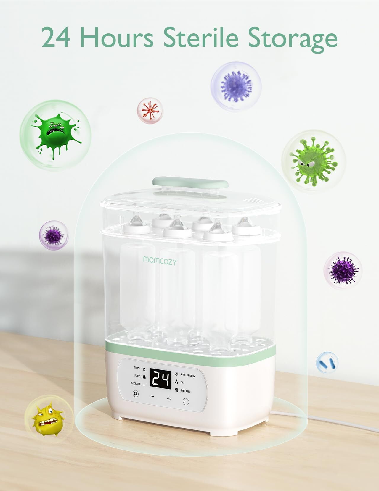 Momcozy Bottle Sterilizer and Dryer, 8-in-1 Electric Steam Baby Bottle Sterilizer for Baby Bottles