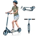 thumbnail image 3 of CIPACHO Folding Aluminum Alloy Scooter with 3 Adjustable Heights, Lightweight Foldable Design, Wide Standing Board, Outdoor Activities for Boys/Girls, Blue, 3 of 3