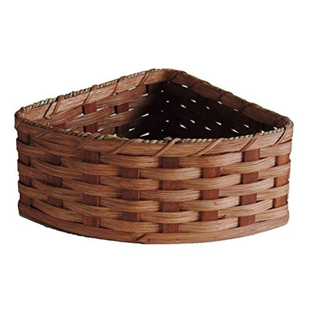 Amish Baskets and Beyond Handmade Oak Woven Corner Storage Basket
