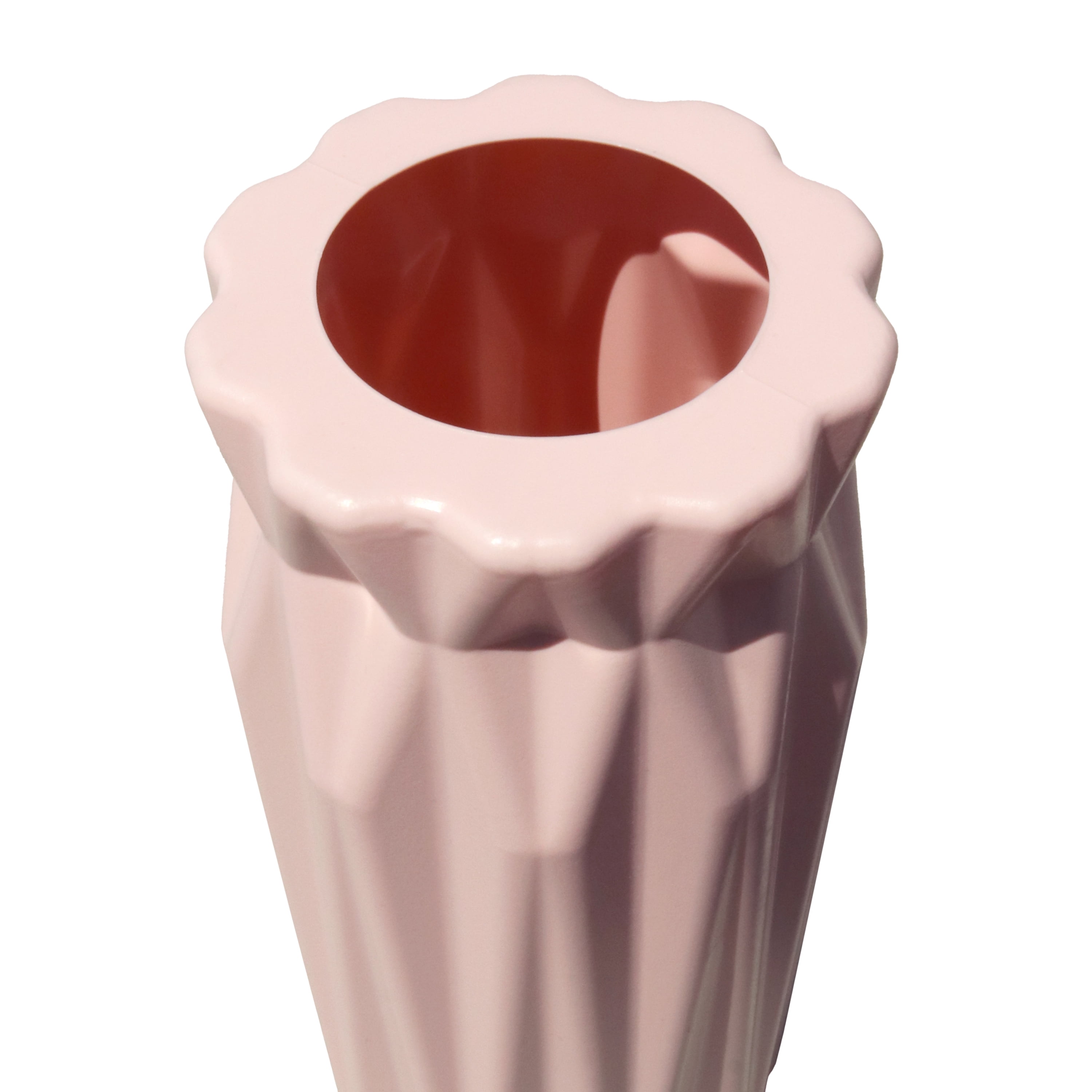 Mainstays Plastic Ribbed Round Vase, Pink Blush, Indoor