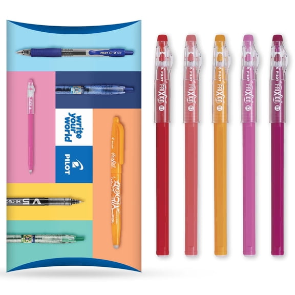 Pilot FriXion Ball Stick 07- 0.7mm Nib Tip - Erasable Gel Ink Pens - Warm Tones - Wallet of 5