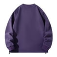 thumbnail image 3 of Lorytime Sweatshirts for Men No Hood Solid Fleece Pullover Crew Neck Long Sleeve Drop Shoulder Tops Outerwear Purple 3XL, 3 of 3